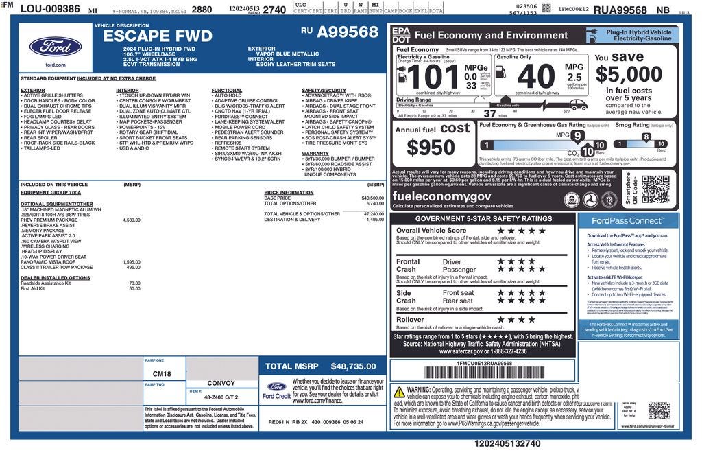 2024 Ford Escape Plug-In Hybrid Base