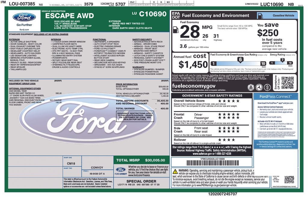 2020 Ford Escape SE